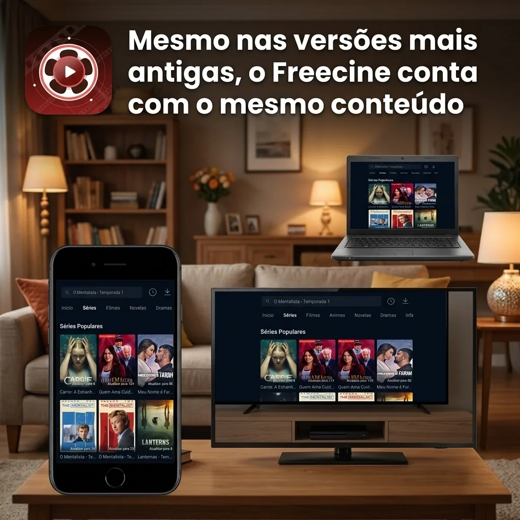 O Freecine mantém disponíveis para download versões de suas três gerações