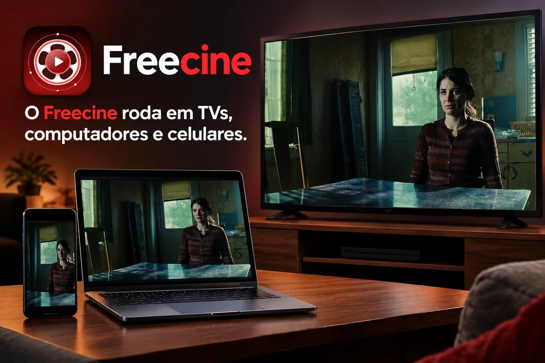 Idealizado para telefones celulares, o Freecine adapta o tamanho de sua tela ao da TV